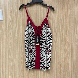 GiGio White Zebra Print Tank Top Size L NWT